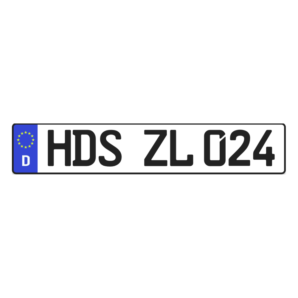 1 DIN-zertifiziertes Kfz-Kennzeichen in der Standard-Größe 520x110